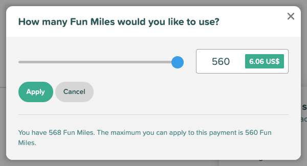 Determinar la cantidad de Fun Miles a canjear